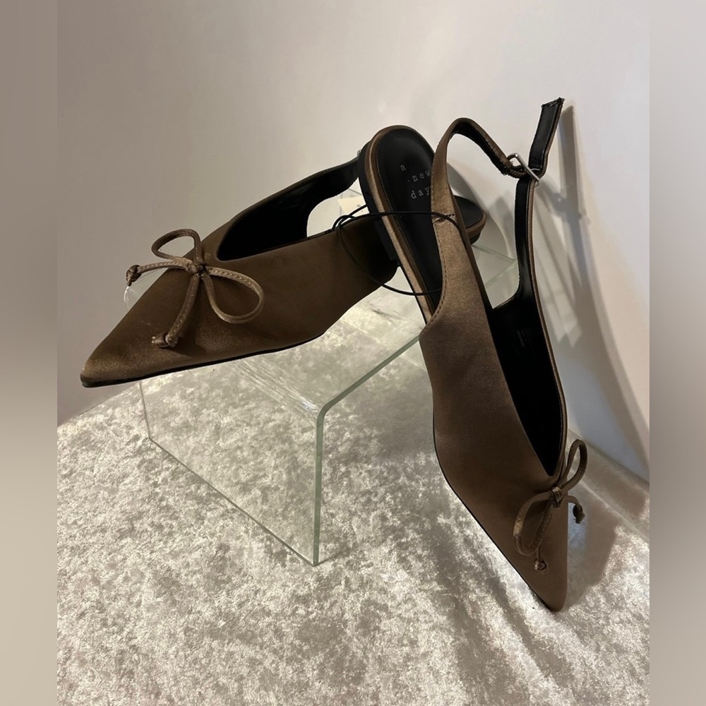Slingback Flats with Bow, “Camille”, 8